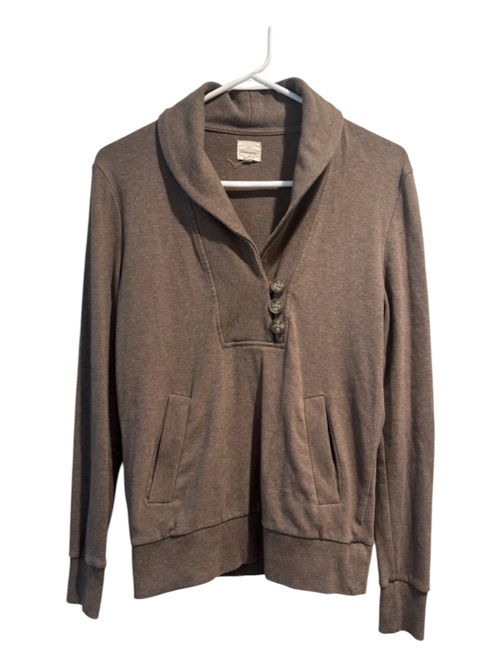 Banana Republic Men's Shawl Collar Button Pullover Sweater - Brown